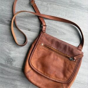 Vintage Fossil Genuine Leather Crossbody Bag | Boho Indie Cottagecore Brown